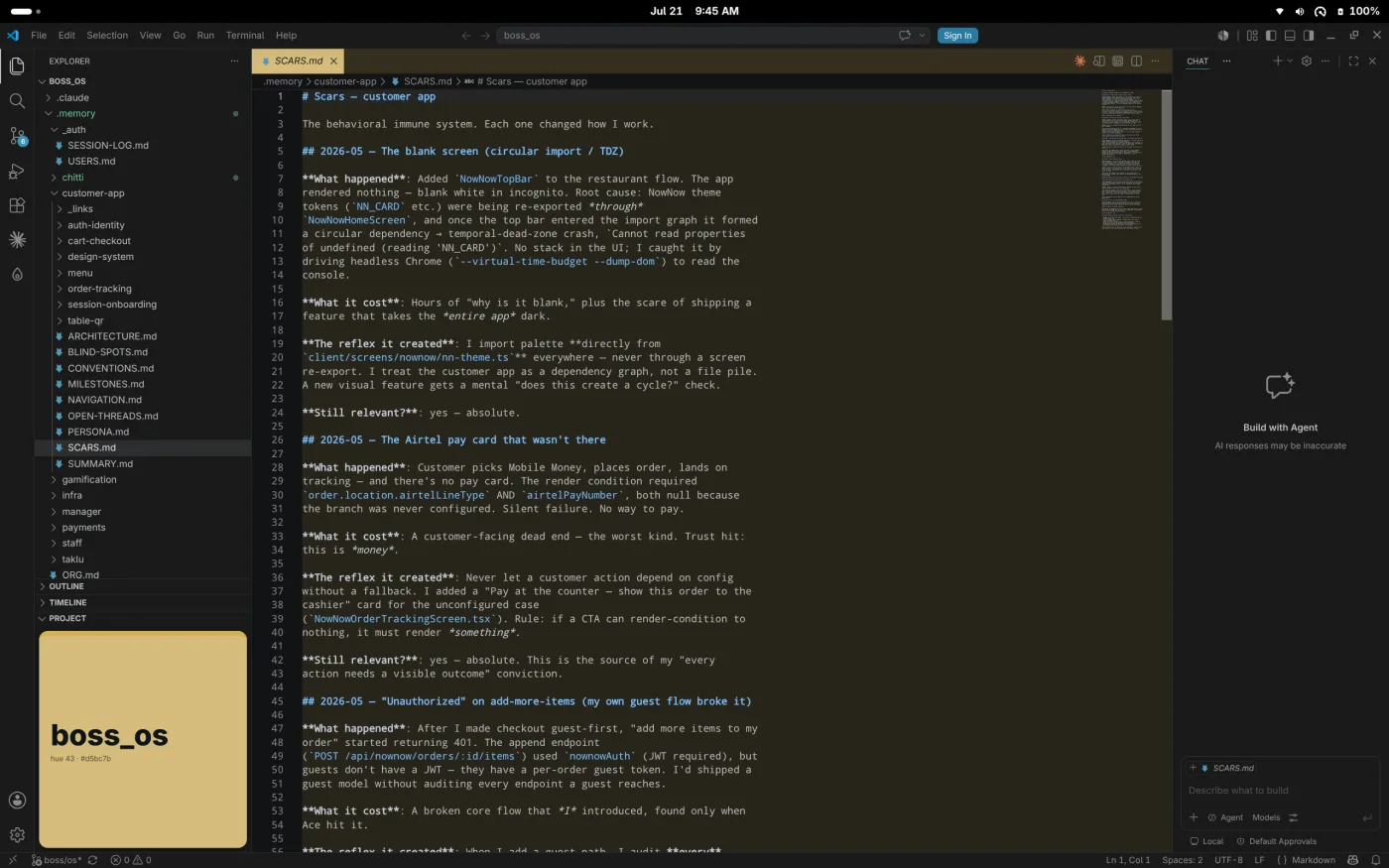 Embodiment Org running in Claude Code